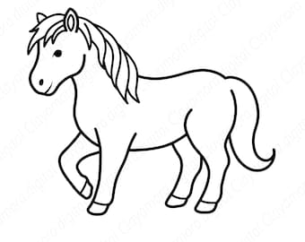 Farm Animal Horse Line Art SVG PNG JPG for Wall Art, Cricut & Silhouette Projects