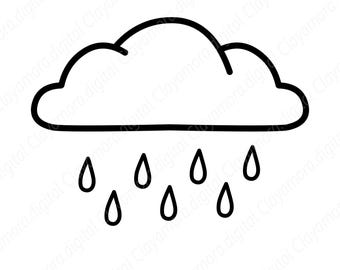 Peut inclure: Illustration en noir et blanc d'un nuage et de gouttes de pluie. Le nuage est une forme simple, et les gouttes de pluie ont la forme de larmes. Ce graphisme convient aux designs liés à la météo.