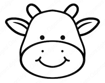 Dessin au trait visage de vache PNG SVG (téléchargement numérique) pour projets créatifs