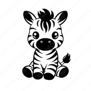 Cebra sentada en formato SVG, PNG y JPG para decoración de paredes, Cricut y Silhouette (descarga digital).
