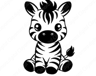 Assis Zebra SVG, PNG, JPG dessin au trait pour l'art mural, Cricut, projets de silhouette (téléchargement numérique)