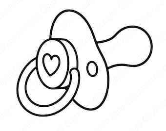 Tétine, dessin au trait SVG PNG JPG pour baby shower, Cricut & projets Silhouette