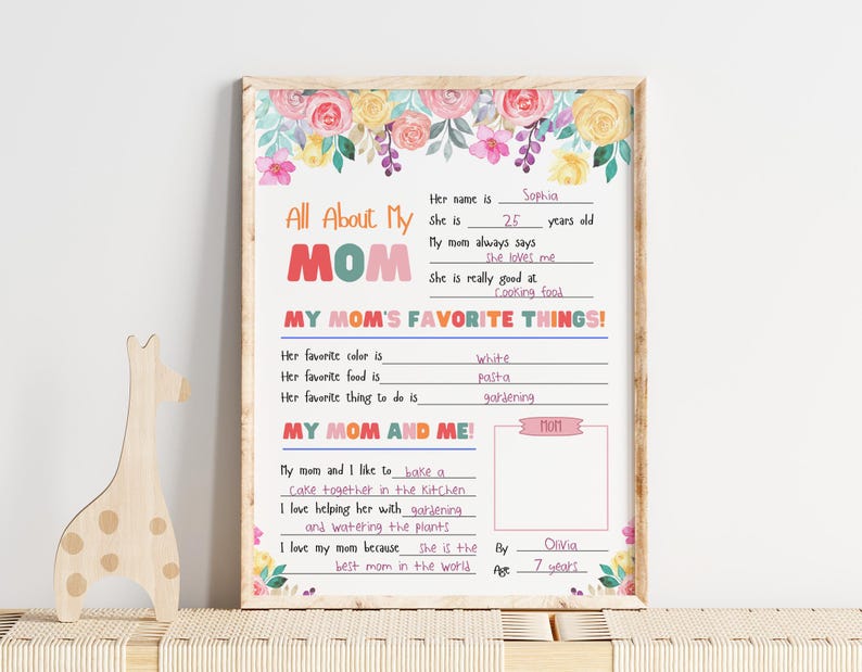 All About My Mom Printable Mothers Day Questionnaire for Kids Craft Mom ...