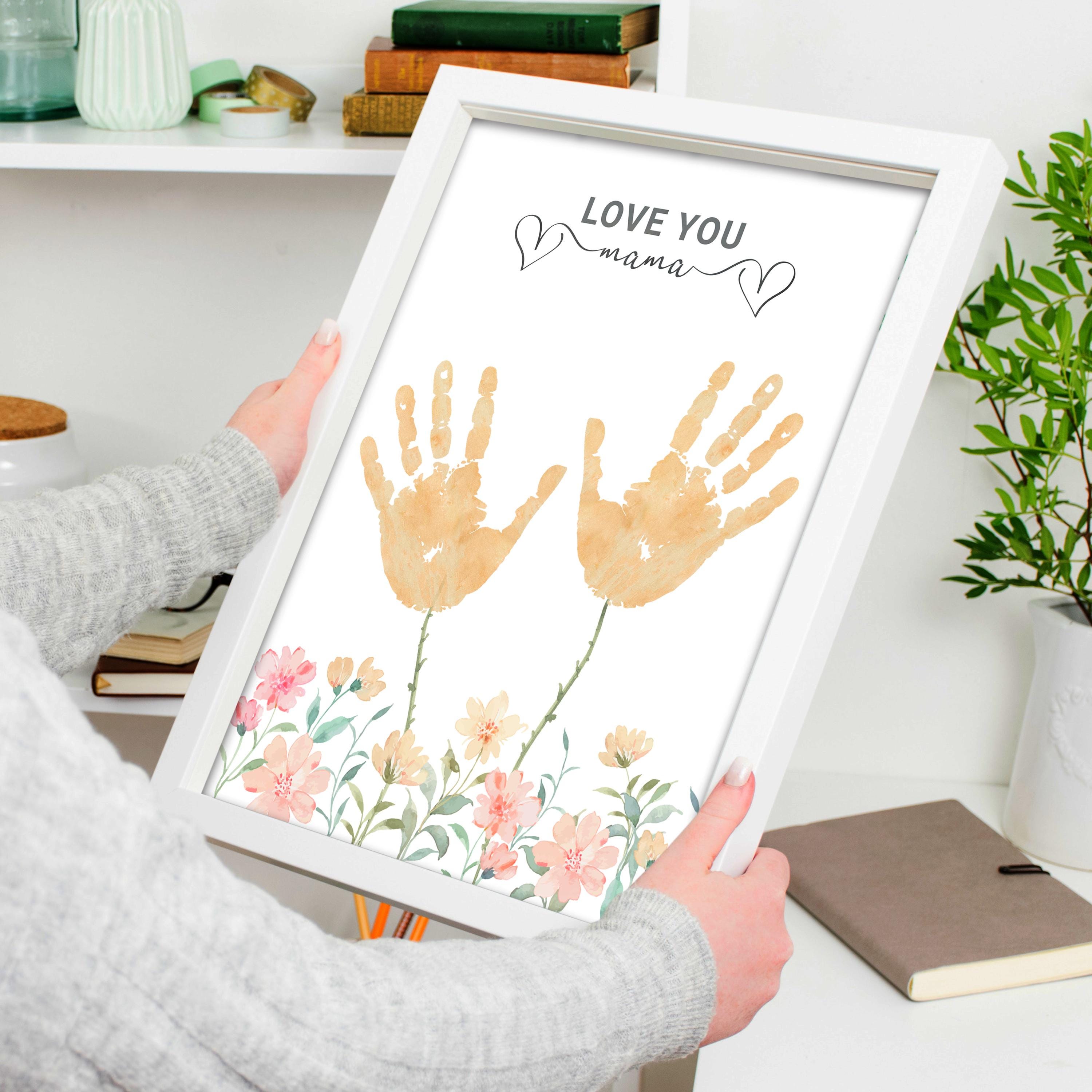 Custom Name Child Handprint Art Personalized Gift for Grandma Keepsake ...