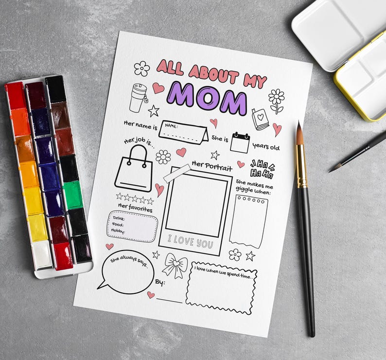 All About Mom Printable Mothers Day Questionnaire for Kids Coloring ...