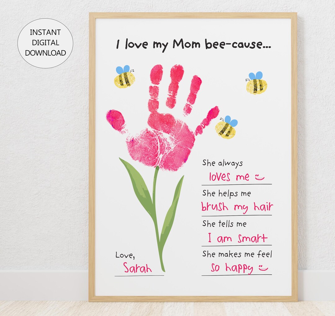 Mothers Day Handprint Craft Printable Kids Handprint Keepsake for Mom ...