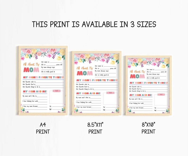 All About My Mom Printable Mothers Day Questionnaire for Kids Craft Mom ...