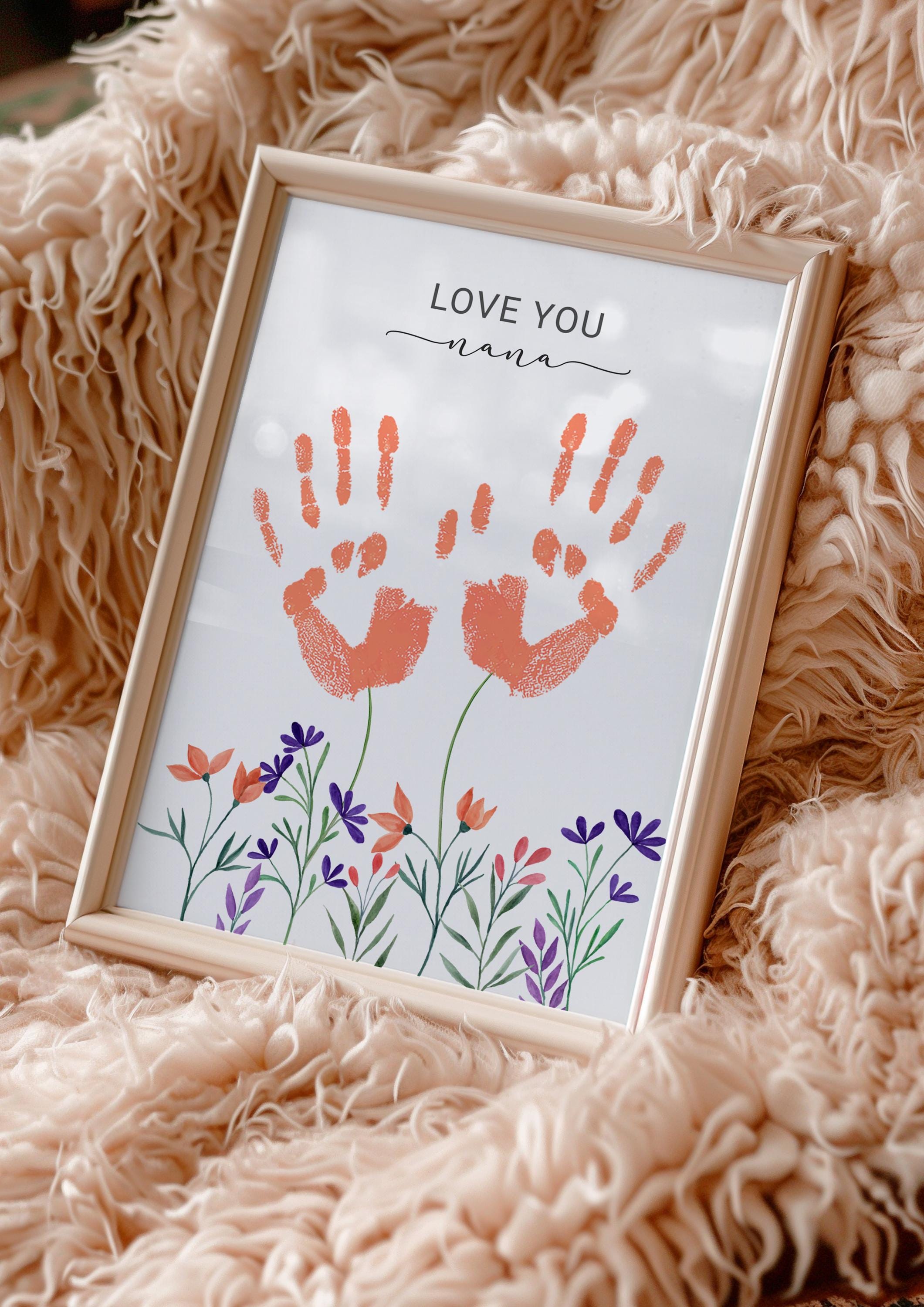 Custom Name Child Handprint Art Personalized Gift for Grandma Keepsake ...