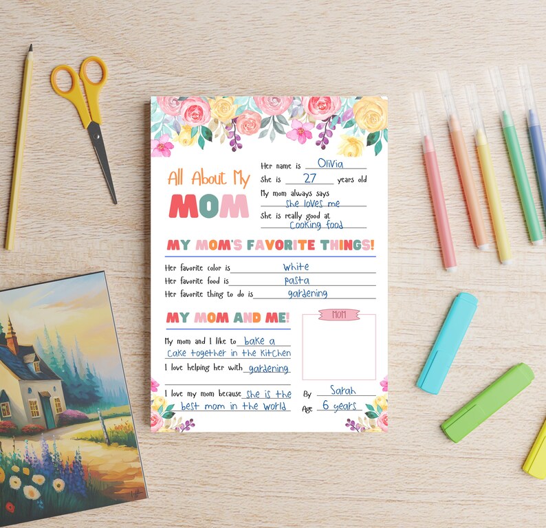 All About My Mom Printable Mothers Day Questionnaire for Kids Craft Mom ...