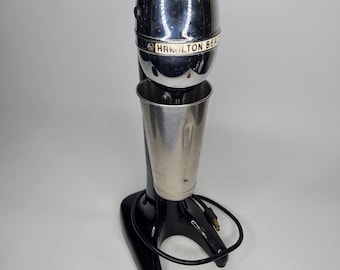 Frullatore per milkshake vintage Hamilton Beach Drinkmaster n. 30, nero/cromo, funzionante.