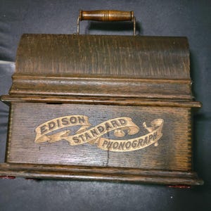 Antieke Edison standaard fonograaf antieke eiken kast cilinderspeler