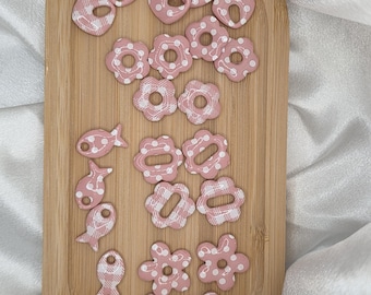 Pink and white gingham tassels and polka dots