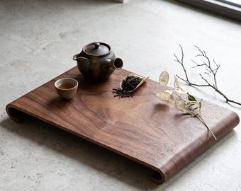 Handmade Wooden Serving Tray | Rectangular Coffee and Tea Tray | Decorative Dessert Display