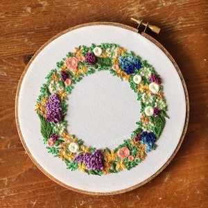 Floral Wreath Embroidery Hoop