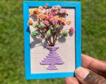 danni little ACEO Handmade Frame and Flowers purple vase