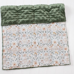 Floral Weighted Lap Pad: Bunnies, Mushrooms, Anxiety Relief, Therapy Blanket, SPD Autism, Sleep Olive