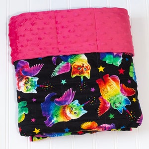 Cat Weighted Blanket - Rainbow Adult Weighted, Custom Weighted, Mothers Day Gift, ADHD, Anxiety, Child Teen Kid weighted blanket