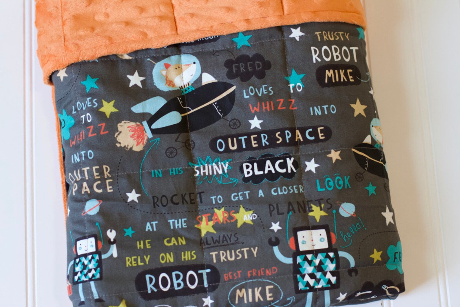 Space Weighted Blanket Childs Rocket Robot Glow in the Dark Etsy