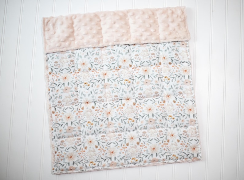 Floral Weighted Lap Pad: Bunnies, Mushrooms, Anxiety Relief, Therapy Blanket, SPD Autism, Sleep Blush dimple dot