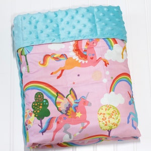 Unicorn Weighted Blanket For Child, Girls Weighted Blanket, Anxiety Relief - Weighted Blanket for kids, Girls Gift