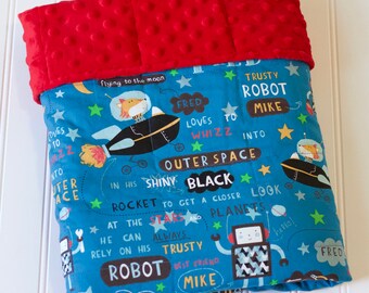 Space Weighted Blanket for Kids, Glow in the Dark: Anxiety relief, Autism, ADHD, SPD, Therapy, special needs 34" x 48"