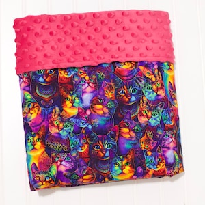 Gifts for her-Cat Weighted Blanket, Anxiety Relief, Girls, Weighted Blanket for kids, kids gift, Sleep Blanket, Minky blanket, Heavy blanket