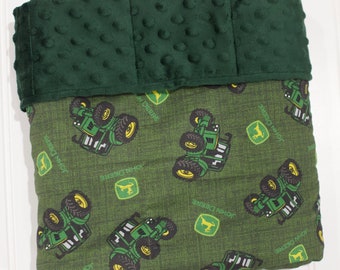John Deere Weighted Blanket for Child Boy, Anxiety Relief, Tractor, Teen, Gift for boys, Minky Blanket