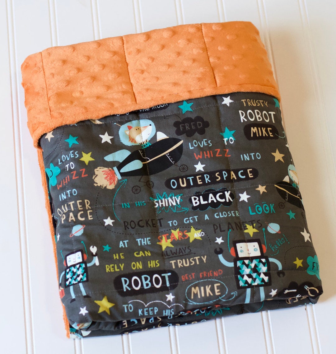 Space Weighted Blanket, Childs Rocket Robot Glow in the Dark Weighted