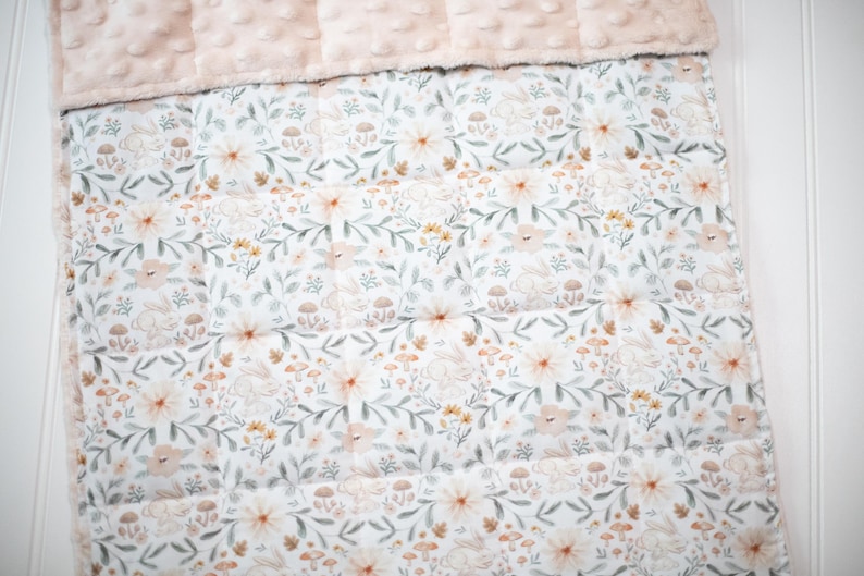 Floral Weighted Lap Pad: Bunnies, Mushrooms, Anxiety Relief, Therapy Blanket, SPD Autism, Sleep image 5