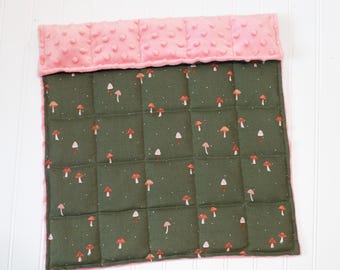 Mushroom Weighted Lap Pad, Gift for her,  Anxiety Relief, Minky, Dementia, Autism lap blanket