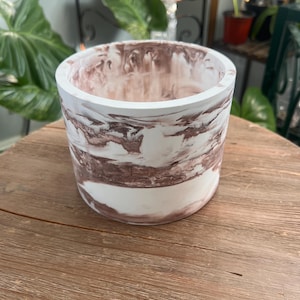 Brown And White Marbled Handmade Cache Pot