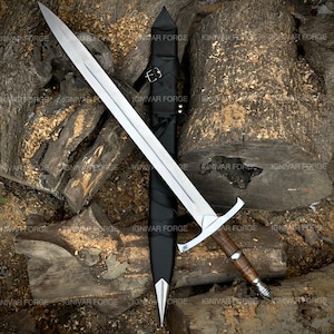 Handmade Medieval Longsword 36" High Carbon Steel Blade – Longsword with Leather Scabbard – Collector Gift for Boyfriend & Groomsmen Gift