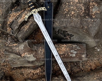 Handmade Goldryn Style Sword 36" Stainless Steel Blade – Custom Forged Sword with Leather Sheath – Collector Gift for Boyfriend & Gamers