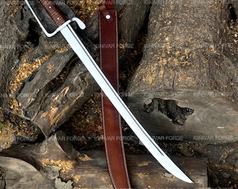 Handmade Viking Style Sword 28" High Carbon Steel Blade – Custom Forged Sword with Leather Sheath – Collector Gift for Boyfriend & Groomsmen