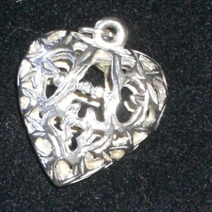 Herz Anhänger - Filigraner Herz Anhänger an Sterling Silber Kette - Vintage - Versandkostenfrei