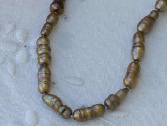 Pearl Necklace - Golden Brown Freshwater Pearls -… - image 1