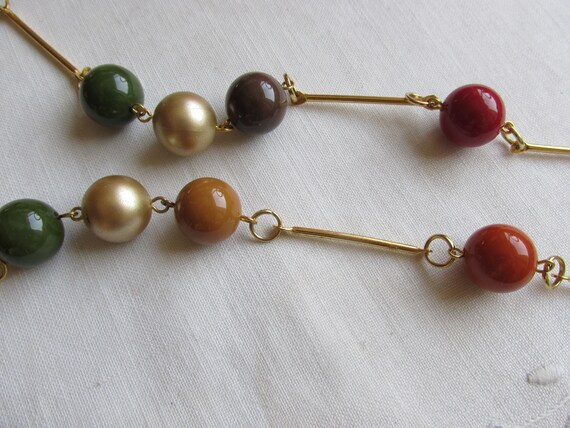 Bead Necklace - Multi-colored with Gold Bar Links… - image 9