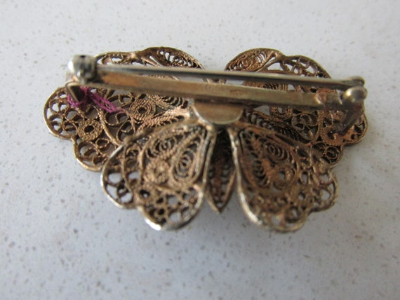 Butterfly Brooch in Sterling Silver with Gold Ove… - image 3