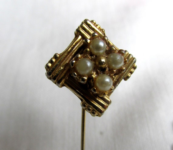Stick Pin with Faux Pearls - Vintage - image 3
