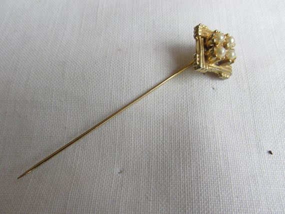 Stick Pin with Faux Pearls - Vintage - image 2