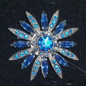 Rhinestone Brooch - Sapphire Blue for &quot;Something Blue&quot;  - Vintage - Free Shipping