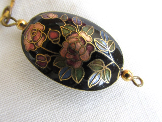 Cloisonne Pendant on Chain - Vintage - image 3