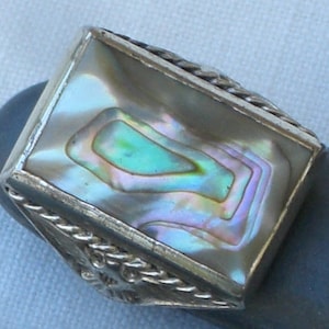 Vintage Sterling Silver Abalone Ring - Bell Trading Post Size 8.5