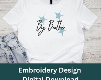 Big Brother Script Embroidery Design, Baby Boy Machine Embroidery (Digital Download)