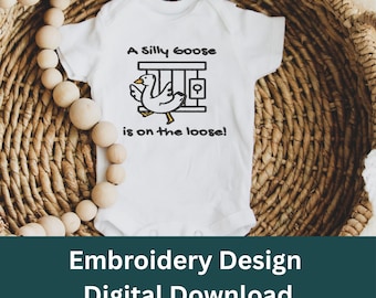 Silly Goose Embroidery Design | Funny Cartoon Machine Embroidery (Digital Download)
