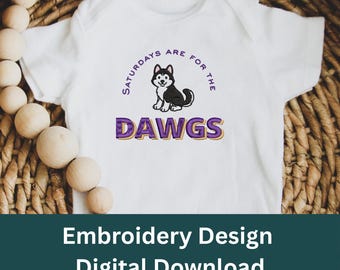 Husky Football Embroidery Design | Game Day Dawgs (Digital Download)