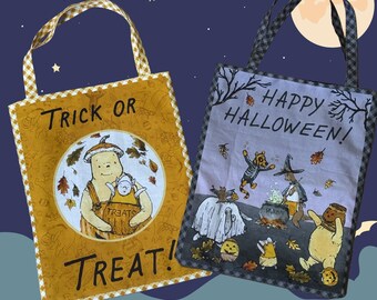 Winnie the Pooh Halloween Trick or Treat Bag | Cotton Fabric Candy Tote (14x11 inches)