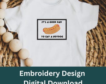 Hotdog Embroidery Design | Funny Food Machine Embroidery (Digital Download)
