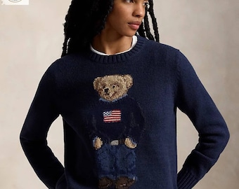 Auténtico jersey Polo Ralph Lauren con oso, jersey preppy RL, regalo perfecto.