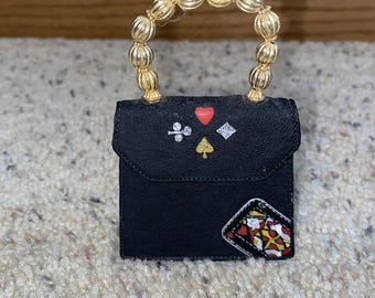 VTG Just the Right Shoe Raine "Queen of Hearts" zwarte miniatuur portemonnee #25326